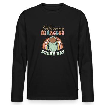 Infirmière Bébé Maternité Infirmière - T-shirt manches longues Premium bio Homme - noir - Devant - Nico (187cm)
