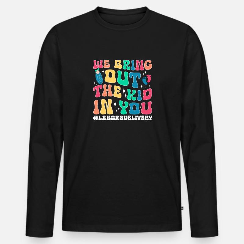 Krankenschwester Baby Entbindungsschwester - Männer Premium Bio Langarmshirt - Schwarz