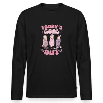 Infirmière Bébé Maternité Infirmière - T-shirt manches longues Premium bio Homme - noir - Devant - Nico (187cm)