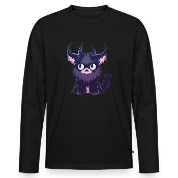 Goth Pastel mignon effrayant Kawaii Krampus chat - T-shirt manches longues Premium bio Homme - noir - Devant - Nico (187cm)