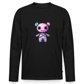 Goth Pastel Cute Creepy Kawaii Voodoo Doll - Men's Premium Organic Long Sleeve Shirt - black - Front - Nico (187cm)