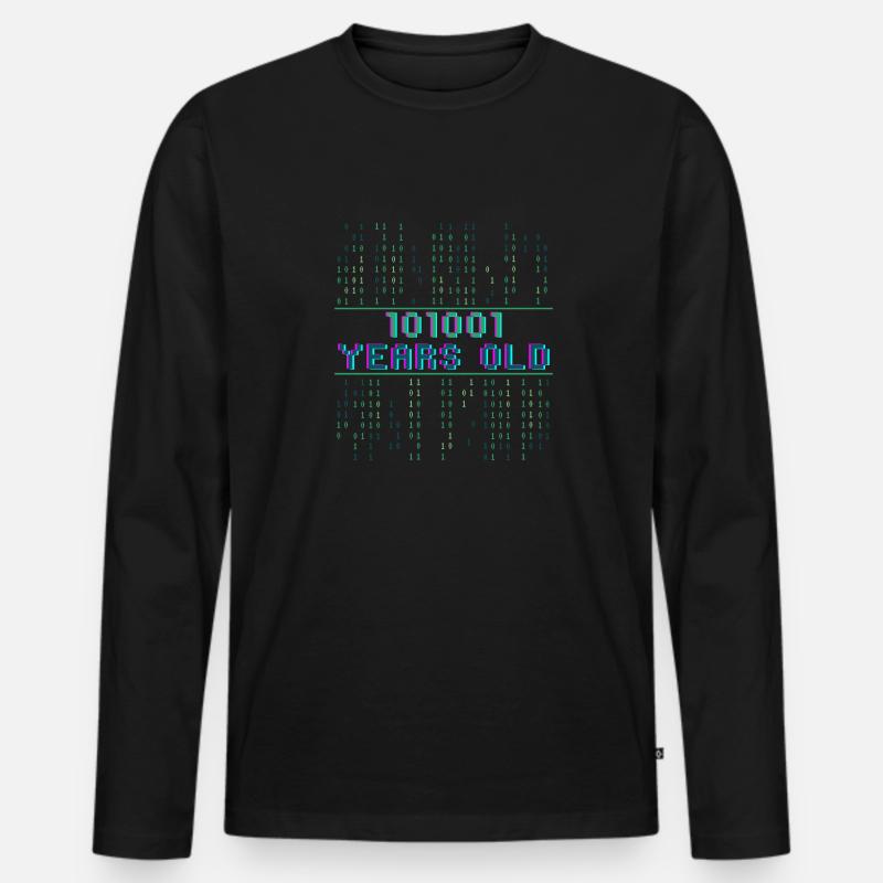 41st Birthday 41 years old Binary Code Computer Science Men's Premium Organic Long Sleeve Shirt