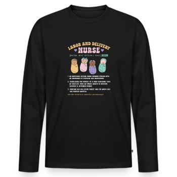 Infirmière Bébé Maternité Infirmière - T-shirt manches longues Premium bio Homme - noir - Devant - Nico (187cm)