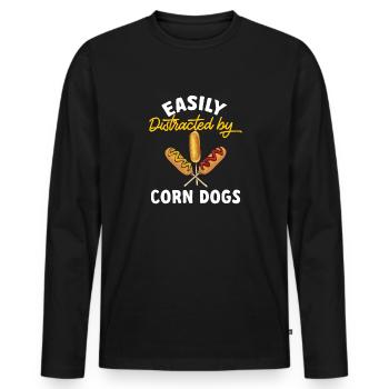 Corn Dog Corndog - Men's Premium Organic Long Sleeve Shirt - black - Front - Nico (187cm)