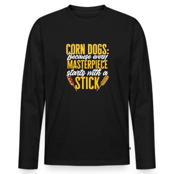 Corn Dog Corndog - Men's Premium Organic Long Sleeve Shirt - black - Front - Nico (187cm)