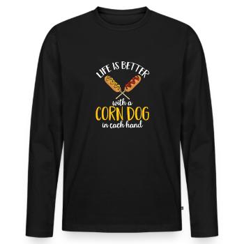 Corn Dog Corndog - Men's Premium Organic Long Sleeve Shirt - black - Front - Nico (187cm)