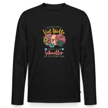 Crochet Saying & Too Much Wool, Handmade Crochet - Men's Premium Organic Long Sleeve Shirt - black - Front - Nico (187cm)