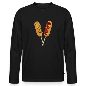 Corn Dog Corndog - Men's Premium Organic Long Sleeve Shirt - black - Front - Nico (187cm)