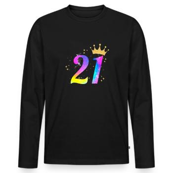 21. Geburtstag Geschenkidee Für 21 Jahre Alt - Männer Premium Bio Langarmshirt - Schwarz - Vorne - Nico (187cm)