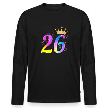 26. Geburtstag Geschenkidee Für 26 Jahre Alt - Männer Premium Bio Langarmshirt - Schwarz - Vorne - Nico (187cm)