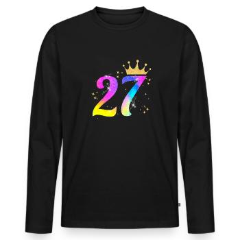 27. Geburtstag Geschenkidee Für 27 Jahre Alt - Männer Premium Bio Langarmshirt - Schwarz - Vorne - Nico (187cm)