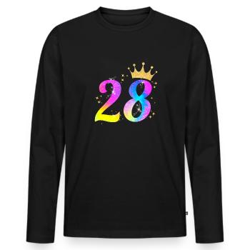 28. Geburtstag Geschenkidee Für 28 Jahre Alt - Männer Premium Bio Langarmshirt - Schwarz - Vorne - Nico (187cm)