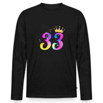 33. Geburtstag Geschenkidee Für 33 Jahre Alt - Männer Premium Bio Langarmshirt - Schwarz - Vorne - Nico (187cm)