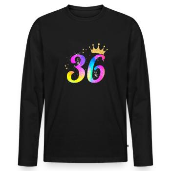 36. Geburtstag Geschenkidee Für 36 Jahre Alt - Männer Premium Bio Langarmshirt - Schwarz - Vorne - Nico (187cm)
