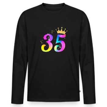 35. Geburtstag Geschenkidee Für 35 Jahre Alt - Männer Premium Bio Langarmshirt - Schwarz - Vorne - Nico (187cm)