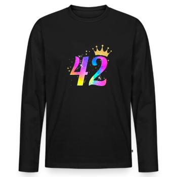 42. Geburtstag Geschenkidee Für 42 Jahre Alt Zum - Männer Premium Bio Langarmshirt - Schwarz - Vorne - Nico (187cm)