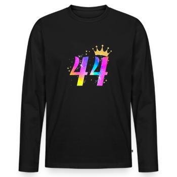 44. Geburtstag Geschenkidee Für 44 Jahre Alt Zum - Männer Premium Bio Langarmshirt - Schwarz - Vorne - Nico (187cm)