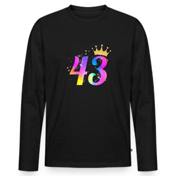 43. Geburtstag Geschenkidee Für 43 Jahre Alt Zum - Männer Premium Bio Langarmshirt - Schwarz - Vorne - Nico (187cm)