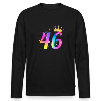 46. Geburtstag Geschenkidee Für 46 Jahre Alt Zum - Männer Premium Bio Langarmshirt - Schwarz - Vorne - Nico (187cm)