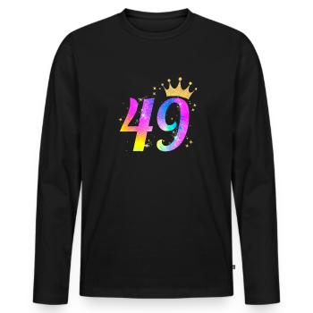 49. Geburtstag Geschenkidee Für 49 Jahre Alt Zum - Männer Premium Bio Langarmshirt - Schwarz - Vorne - Nico (187cm)