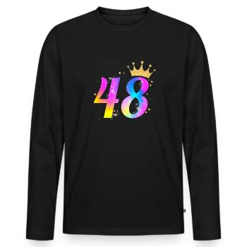 48. Geburtstag Geschenkidee Für 48 Jahre Alt Zum - Männer Premium Bio Langarmshirt - Schwarz - Vorne - Nico (187cm)