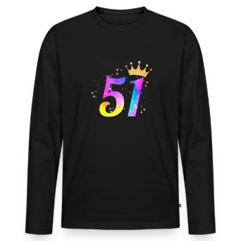 51. Geburtstag Geschenkidee Für 51 Jahre Alt Zum - Männer Premium Bio Langarmshirt - Schwarz - Vorne - Nico (187cm)
