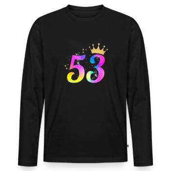 53. Geburtstag Geschenkidee Für 53 Jahre Alt Zum - Männer Premium Bio Langarmshirt - Schwarz - Vorne - Nico (187cm)