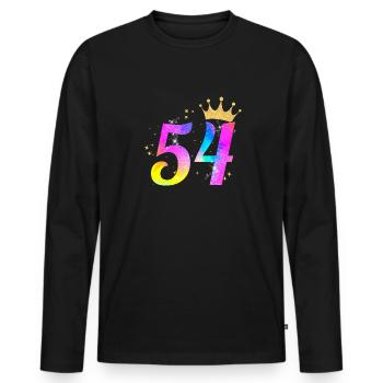 54. Geburtstag Geschenkidee Für 54 Jahre Alt Zum - Männer Premium Bio Langarmshirt - Schwarz - Vorne - Nico (187cm)
