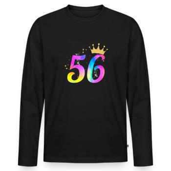 56. Geburtstag Geschenkidee Für 56 Jahre Alt Zum - Männer Premium Bio Langarmshirt - Schwarz - Vorne - Nico (187cm)