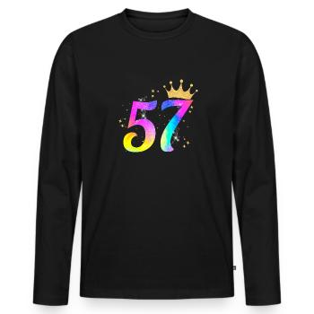 57. Geburtstag Geschenkidee Für 57 Jahre Alt Zum - Männer Premium Bio Langarmshirt - Schwarz - Vorne - Nico (187cm)