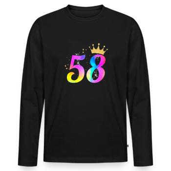 58. Geburtstag Geschenkidee Für 58 Jahre Alt Zum - Männer Premium Bio Langarmshirt - Schwarz - Vorne - Nico (187cm)
