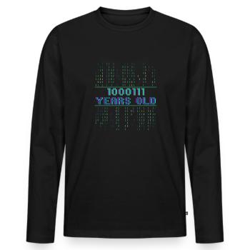 71. Geburtstag 71 Jahre alt Binärcode Informatik - Männer Premium Bio Langarmshirt - Schwarz - Vorne - Nico (187cm)
