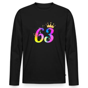 63. Geburtstag Geschenkidee Für 63 Jahre Alt - Männer Premium Bio Langarmshirt - Schwarz - Vorne - Nico (187cm)