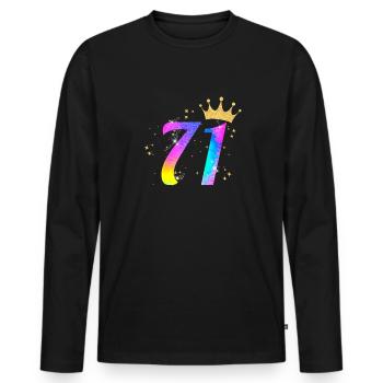 71. Geburtstag Geschenkidee Für 71 Jahre Alt - Männer Premium Bio Langarmshirt - Schwarz - Vorne - Nico (187cm)