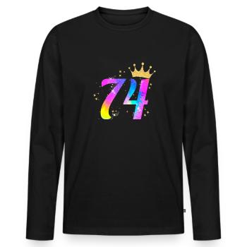74. Geburtstag Geschenkidee Für 74 Jahre Alt - Männer Premium Bio Langarmshirt - Schwarz - Vorne - Nico (187cm)