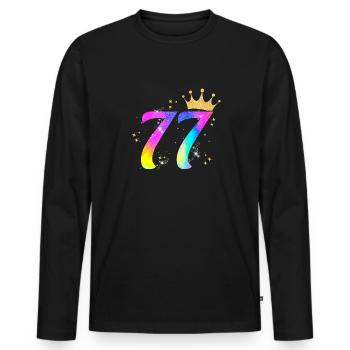 77. Geburtstag Geschenkidee Für 77 Jahre Alt - Männer Premium Bio Langarmshirt - Schwarz - Vorne - Nico (187cm)