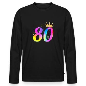 Idée cadeau d’anniversaire 80 ans pour les 80 ans - T-shirt manches longues Premium bio Homme - noir - Devant - Nico (187cm)