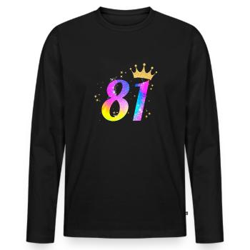 81. Geburtstag Geschenkidee Für 81 Jahre Alt - Männer Premium Bio Langarmshirt - Schwarz - Vorne - Nico (187cm)