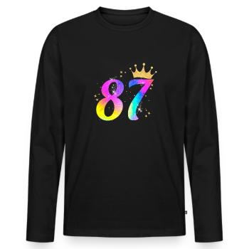 87. Geburtstag Geschenkidee Für 87 Jahre Alt - Männer Premium Bio Langarmshirt - Schwarz - Vorne - Nico (187cm)