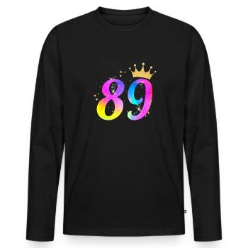 89. Geburtstag Geschenkidee Für 89 Jahre Alt - Männer Premium Bio Langarmshirt - Schwarz - Vorne - Nico (187cm)