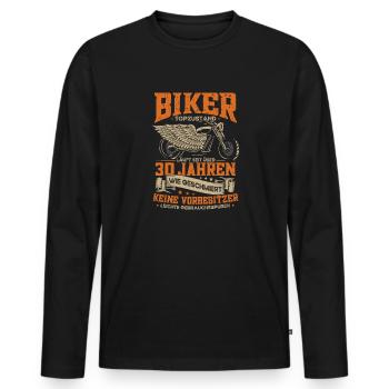Biker 30. Geburtstag, 30 Jahre Motorradfahrer - Männer Premium Bio Langarmshirt - Schwarz - Vorne - Nico (187cm)