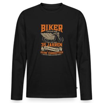 Biker 35. Geburtstag, 35 Jahre Motorradfahrer - Männer Premium Bio Langarmshirt - Schwarz - Vorne - Nico (187cm)