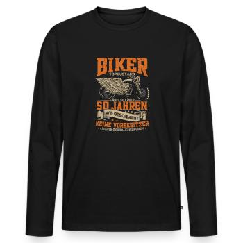 Biker 50. Geburtstag, 50 Jahre Motorradfahrer - Männer Premium Bio Langarmshirt - Schwarz - Vorne - Nico (187cm)