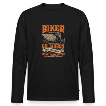 Biker 60. Geburtstag, 60 Jahre Motorradfahrer - Männer Premium Bio Langarmshirt - Schwarz - Vorne - Nico (187cm)