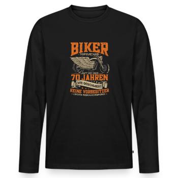 Biker 70. Geburtstag, 70 Jahre Motorradfahrer - Männer Premium Bio Langarmshirt - Schwarz - Vorne - Nico (187cm)