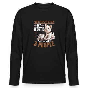 West Highland White Terrier Westie Dog Coffee - Men's Premium Organic Long Sleeve Shirt - black - Front - Nico (187cm)