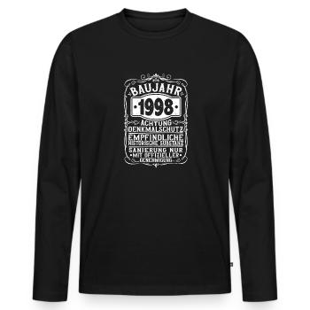 Année de construction 1998 Anniversaire Lustig Millésime 1998 - T-shirt manches longues Premium bio Homme - noir - Devant - Nico (187cm)