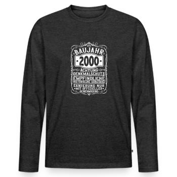 Baujahr 2000 Geburtstag Lustig 2000er Jahrgang - Männer Premium Bio Langarmshirt - Anthrazit meliert - Vorne - Nico (187cm)