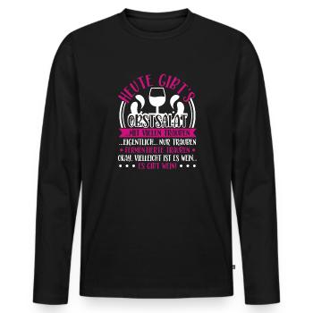 Dicton du vin, Salade de fruits & Vin, Buveur de vin - T-shirt manches longues Premium bio Homme - noir - Devant - Nico (187cm)