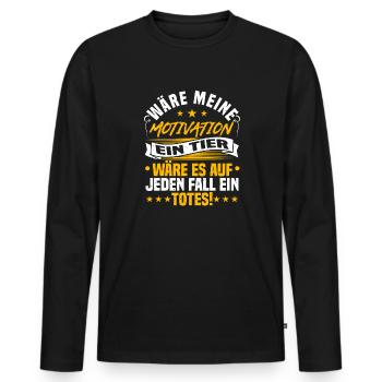 Dicton de motivation, Sarcasme, Paresseux, Sarcastique - T-shirt manches longues Premium bio Homme - noir - Devant - Nico (187cm)
